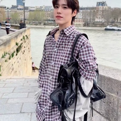 발렌시아가 레드 체크 이중 레이