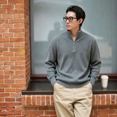 로로피아나 반집업 삼색 캐시미