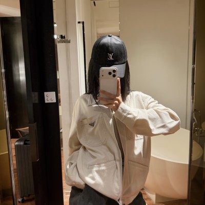 프라다 삼각 로고 투포켓 린넨
