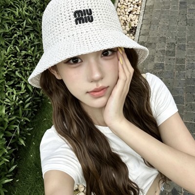 미우 자수 시스루 밀짚모자 가볍