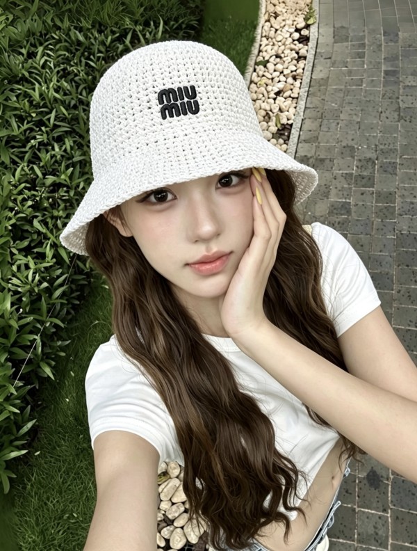 미우 자수 시스루 밀짚모자 가볍