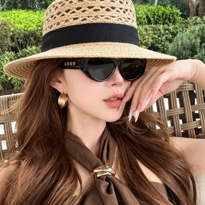 GG 신상 라피아 밀짚 할로우 플