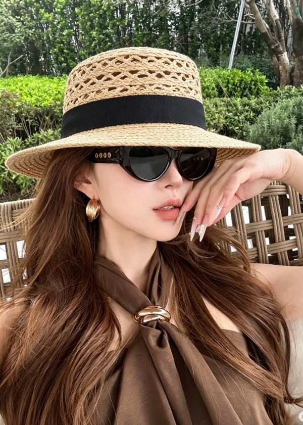 GG 신상 라피아 밀짚 할로우 플